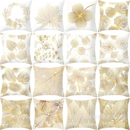 New Single-sided Printed cushion cover 45*45 Gold Leaf Sofa Pillowcase sofa cushions Pillow cases pillow covers 0317
