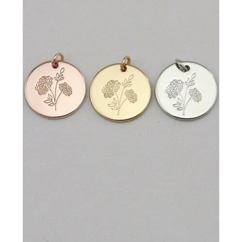 Wholesale Dainty Chrysanthemum Birth Flower Charms Pendants For DIY Fashion Jewelry Accessories