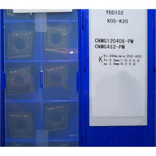 Original CNMG 120404 120408 CNMG120404-PM CNMG120408-PM CNMG120412-PM YBD102 Carbide Inserts Lathe Cutter for Cast Iron CNC