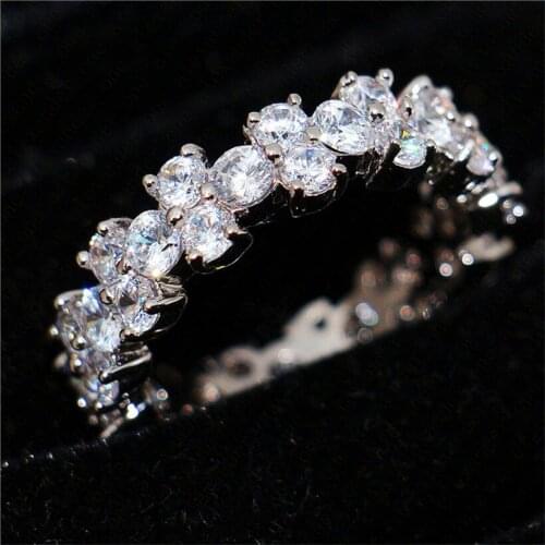 Original 925 Silver ring Pave Cushion cut Diamond Wedding Engagement Cocktail Women topaz Rings finger Fine Jewelry Girl gift