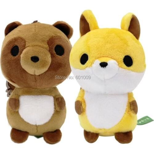 10/Lot 2 Styles Kitsune to tanuki 10CM Plush Keychain Pendant For Anime Cartoon Soft Kids Gifts Retail