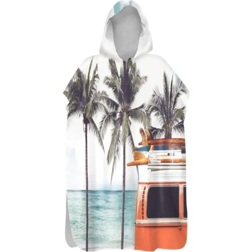 Microfiber Poncho Towel Surf Beach Wetsuit Quick Dry Changing Bath Robe with Hood Watersports Activities Adults Men Women Kids
