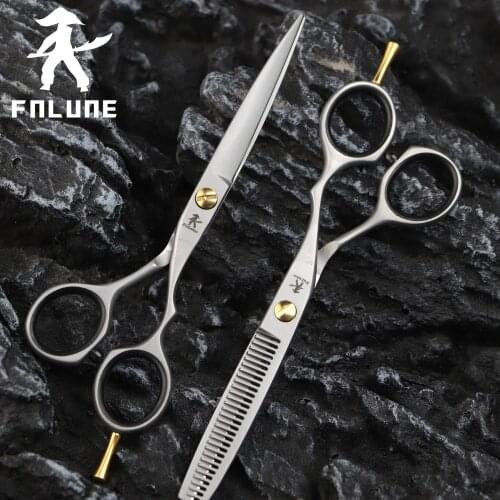 FnLune 6.0 japan steel Professional Hair Salon Scissors Cut Barber Accessories Haircut Thinning Shear Hairdressing Tool Scissors