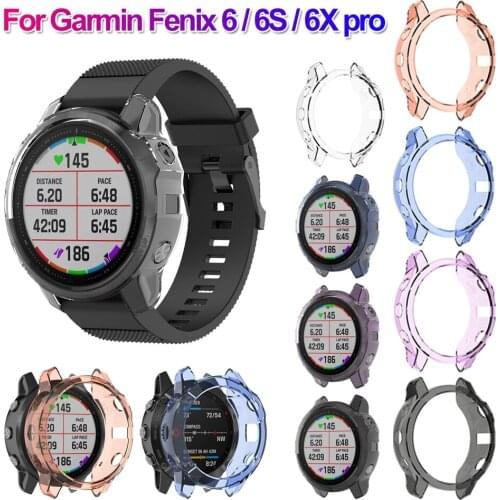 Clear TPU Watch Case Smart Watch Accessories Wristbands Shell Protective Cover Bumper Frame for Garmin Fenix 6 6S 6X Pro Watch