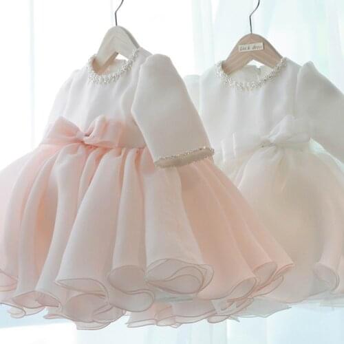 Baby Girl Baptism Christening for 1st Birthday Beading Fluffy Tulle Party Flower Girl Dress Toddler Girl Party Dresses E33577