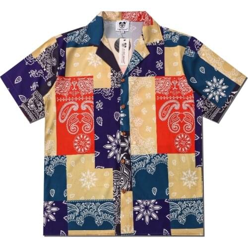 Kpop Graphic Print Chic Vintage Short Sleeve Shirt Men Summer Floral Korean Clothes Hawaiian Shirts Man Camisa Social Masculina