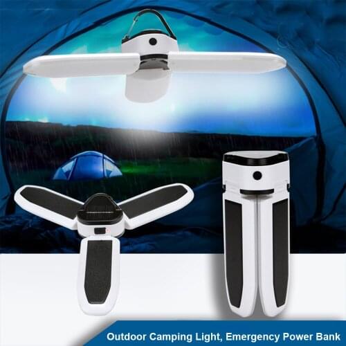 Solar Camping Light Led Flashlight Folding Camp Portable Drechargeable Water Proof Multifunctional Emergency Light For Hiking
