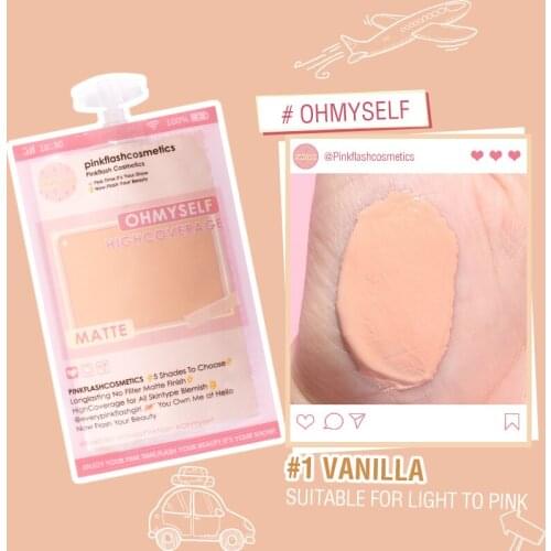 PINKFLASH Bag Liquid Foundation Cover Acne Dark Circles Long Lasting Moisturizing Super Oil Control Matte Mini Foundation TSLM1