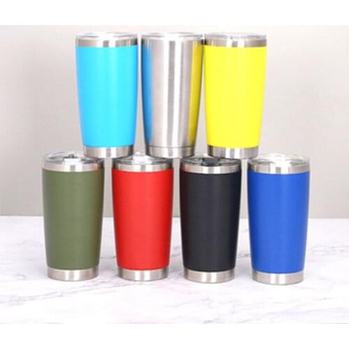 20oz Stainless Steel Vacuum Flask Tumbler Insulated Travel Coffee Mug Cup Water Bottle Car Mug With Sealed Anti Leaking Lid