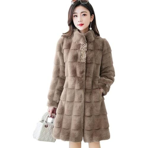 High Quality Womens Faux Fur Coat Winter One Piece Of Fur Thick Imitation Mink Coat Ladies Cashmere Fur Jacket Long Overcoat A