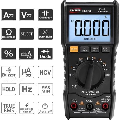 WinAPEX 6000 Counts Digital Multimeter Full Protection Mini Multifunctional Handheld Multi Meter inductance meter clamp