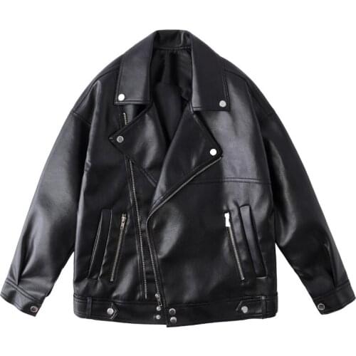 Womens Leather Jacket Short style Spring Autumn Coats 2020 new Large Size Leather Jackets Winter Women Loose PU Leather Jacket