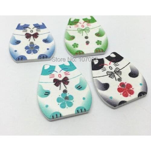 1000pcs Wooden Sewing Buttons Scrapbooking Cat Pattern 2 Holes 25mm x 22mm Scrapbooking Cardmaking