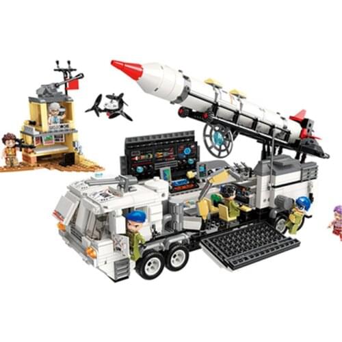 1088pcs Enlightenment 3214 Thunder Mission Operation Command Center Mobile Missile Chariot Military Toy Gifts