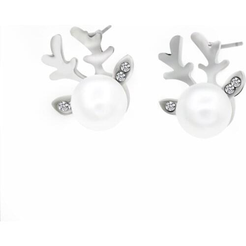 12 Pairs/Lot Simulated Pearl Ear Stud Jewelry Retro Style Deer Earrings Zircon Rhinestone For Women Men Jewelry