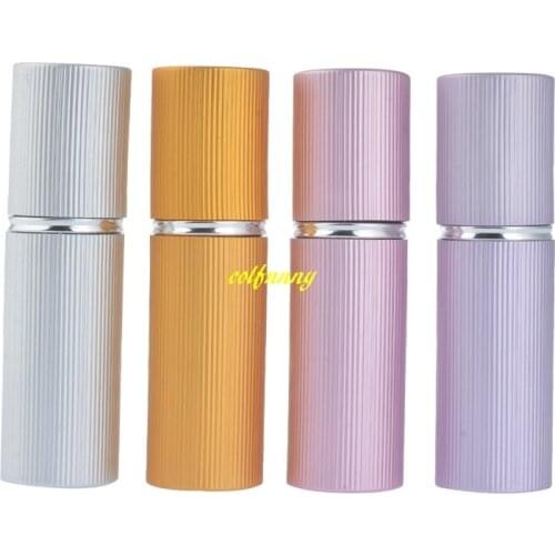1500pcs/lot Groove surface 5ml Refillable Portable Mini perfume bottle Traveler Aluminum Spray Atomizer Empty Parfum Bottle