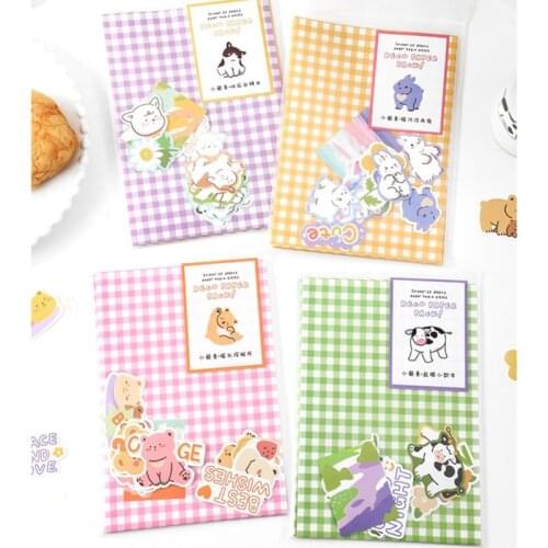 2pcs Paper Gift Bag + 20pcs Sticker ) Stationery Sets Rabbit Cows Series Packing Bags for Snacks Foods Flowers