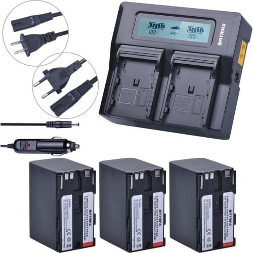 3Pcs 8400mAh BP-970G BP970G BP 970G Camera Battery + Fast LCD Dual Charger for Canon XLH1 XHG1 XHA1 XL2 XM2 XH G1S XF305 XF300