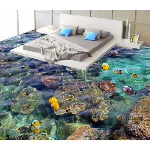 3d floor painting wallpaper Seabed Coral Tropical Fish 3D Floor Painting floor wallpaper 3d for bathrooms
