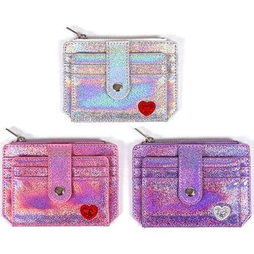 Bentoy Babysbreath Laser Shining Card Bag Girls Drivers license bag Heart Hasp ID Credit Card Holder Case Business Card Bags