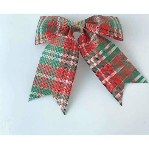 Large bow Christmas tree decoration Christmas gift decoration Plaid Bow Christmas bow Color bow wooden card accessories