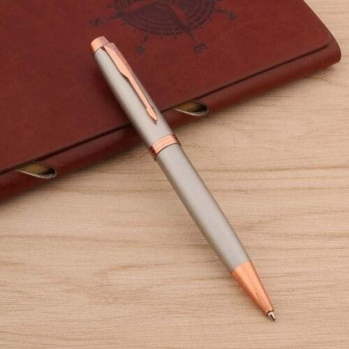 Brand Metal Gray Ball Point Pen rose golden Ink Pens Writing Stationery Office School Supplies New