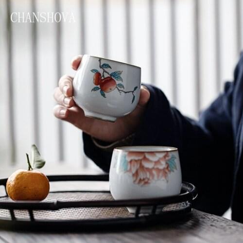 CHANSHOVA 100ml Traditional Chinese Style Handpainted Multiple Patterns Retro Crackle Ceramic Teacup Porcelain Tea Cups H345
