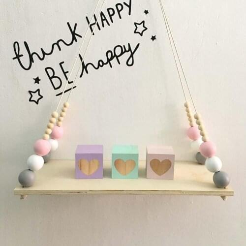 Wood Beads Hanging Shelf Nordic Board Storage Board Decorative Toys Holder Kids Room Wall Rack Photo Props Nursery Home Decor