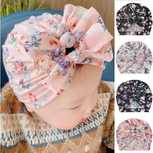 Toddler Kids Baby Boy Girl Floral Bow Knotted Turban Lovely Indian Knot Turban Headband Hair Accessories Baby Gifts For 0-2y
