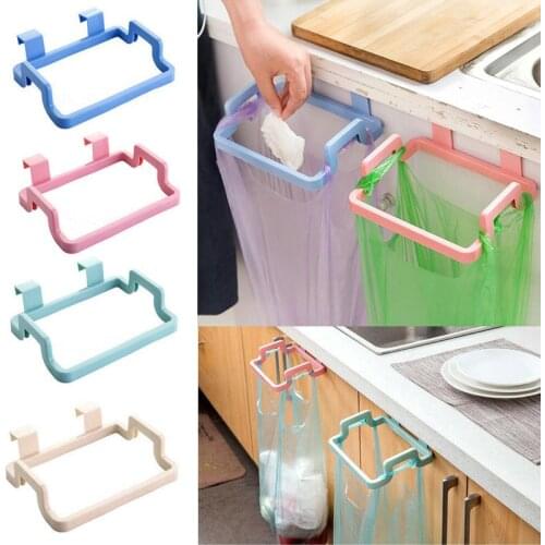 Environmentally-friendly hangable door back type portable garbage bag bracket behind household kitchen cabinets