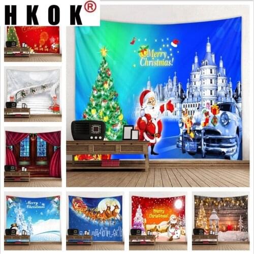 HKOK Christmas Tapestry Wall Rugs Wall Hanging Fabric Mural Background Cloth Towel Beach Fabric Blanket Dorm Living Home Decor