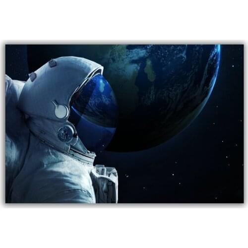 HT099 Spectacular Universe Earth And Moon Space Station Astronaut Silk Fabric Poster Art Decor Indoor Painting Gift
