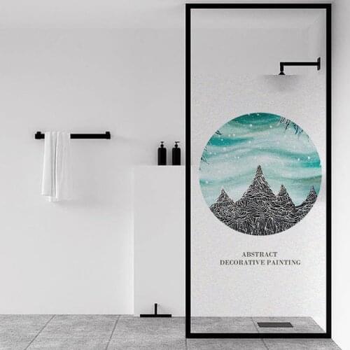 Custom Size Window Film Nordic landscape Sticker Living Room Bathroom PVC Electrostatic Adsorption Glass Door Sticker Home Decor
