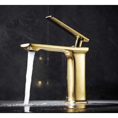 Lottin Gold Basin Faucet Black Bathroom Faucet Mixer Tap Basin Mixer Bathroom Basin Faucet Mixer Tap Hot and Cold Sink faucet