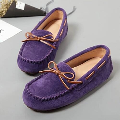 New Fashion Womens Flat Shoes 100% Genuine Leather Woman Shoes Flats Casual Loafers Soft Slip On Moccasins Lady Driving Shoes