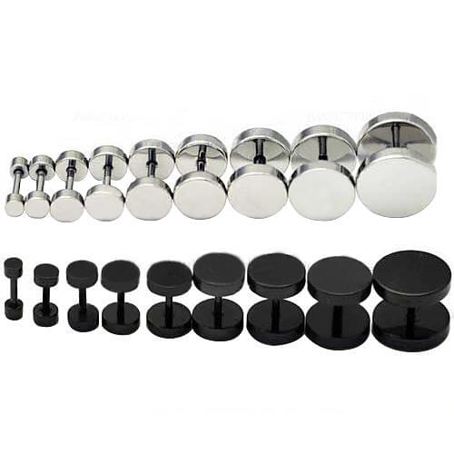 Men Barbell Punk Gothic Stainless Steel Ear Studs Fashion Earrings stainless steel christmas earrings pendientes hombre