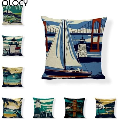 45*45cm Hawaiian Style Cotton Linen Pillowcase Sofa Car Bedroom Lounge Living Room Decorative Pillowcase