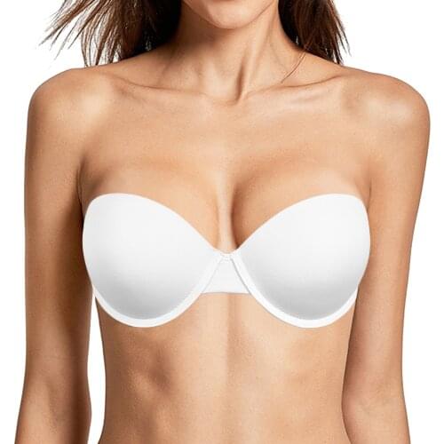New Sexy Strapless Bra Women Push Up PADDED Invisible Silicone Adjustable Backless Multifunction Usual Straps Wedding EUR Size