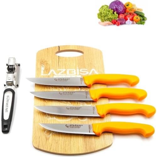 Knife Chef Knife Lazbisa Atasan Sürmene 5 Piece Kitchen Knife Set Sharpener Meat Bread Vegetable Fruit Knife