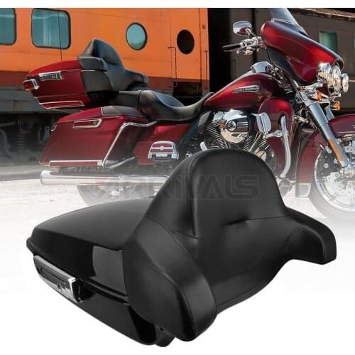 Motorcycle Chopped Pack Trunk + Backrest Pad Fit For Harley Tour Pak Davidson Touring 2014-2021