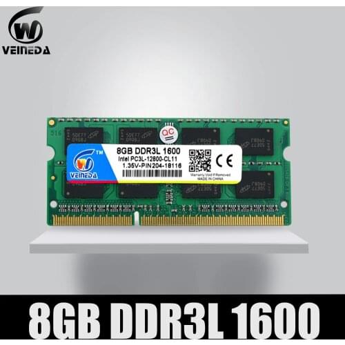 VEINEDA Laptop Ram DDR3L 4GB 8GB 1600 PC3-12800 204PIN Memory DDR3L 1333 PC3-10600 Sodimm Ram Compatible Intel ddr3 Motherboard