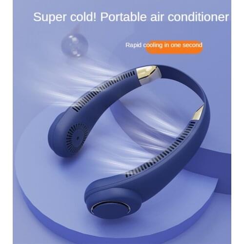 Rechargeable Small Neck Fan Hanging Neck Fan Outdoor Sports Portable Leafless Cool Fan Small Lazy Neck Hanging Fan After Class