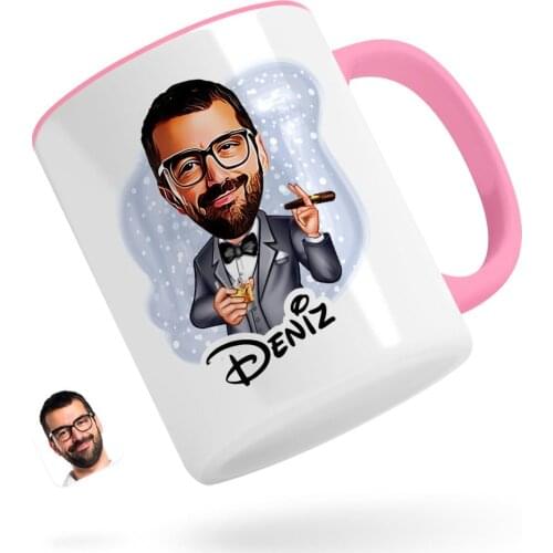 Personalized Men 'S Boss Caricature Of Pink Mug Bardak-3
