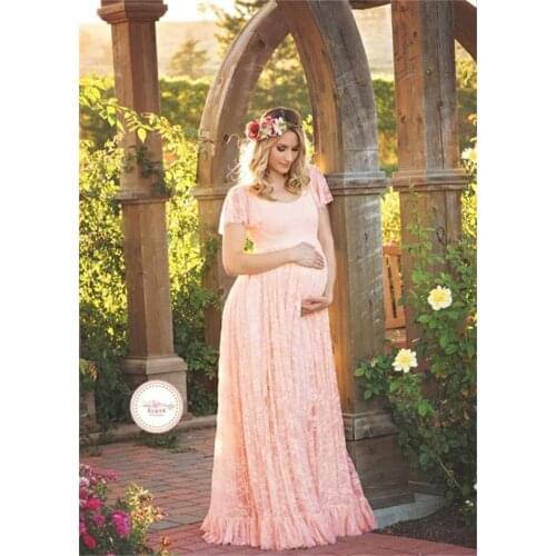 Maternity Dress Photography Props Lace Pregnancy Elegant Clothes Maternity Dresses For pregnant Photo Shoot Christmas Clothing