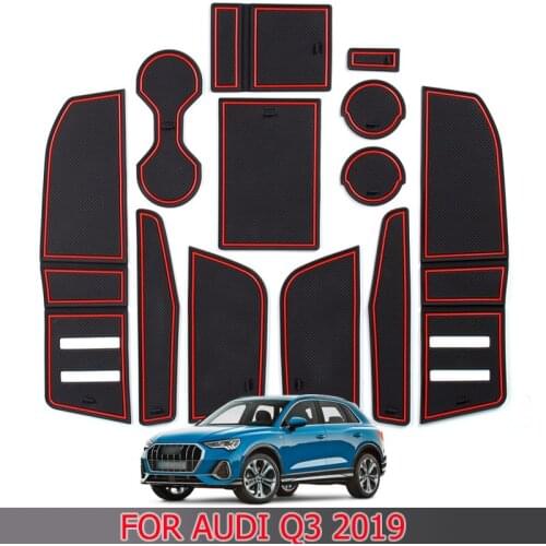For Audi Q3 2019 Door Groove Pad Interior Water Coaster Armrest Box Storage Non-slip Mat