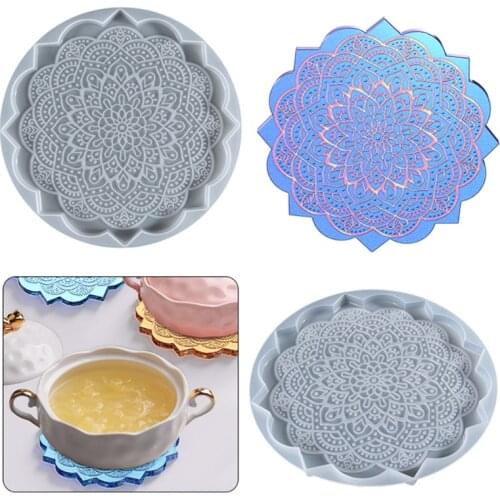 Flower Pattern Placemat Epoxy Resin Mold Coaster Casting Silicone Mould DIY Crafts Cup Mat Home Decoration Making Tool