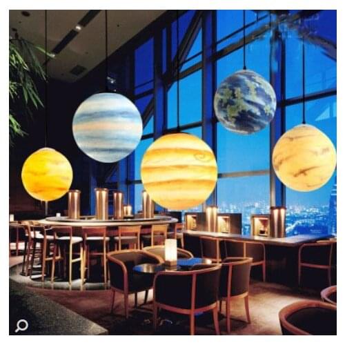 Nordic Creative Universe Planet Acrylic Pendant Light Moon Sun Earth Mars Uranus Mercury Jupiter Saturn Planet Lamps luminaire