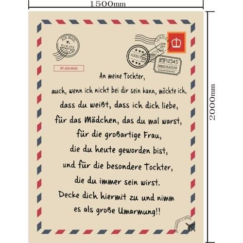 German Letters Blanket to My Daughter in German Throw Blanket for Love Birthday Gift Bed Sofa Home Textiles