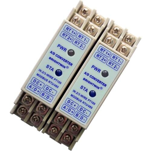 Precision DIN Rail RTD PT100 to RS485 Converter Module PT100 to Modbus Conversion Temperature Transmitter Data Acquisition