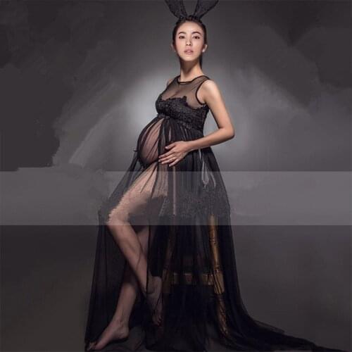 Maternity Photography Props Pregnant Photo Shoot Long Lace Chiffon Dress For Pregnancy Maternity Clothes For Pregnant Women PO12